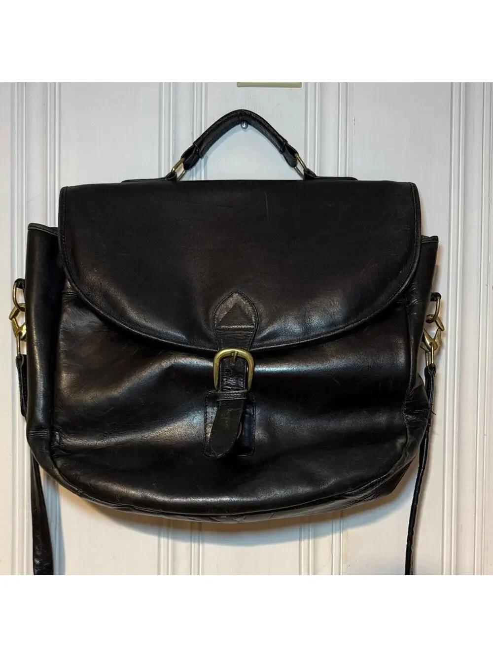 Wilson’s Leather vintage vtg Black Leather messenger backpack convertible Bag